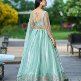 Sea Green Wedding Net Lehenga