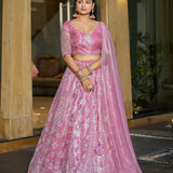 Pink Royal Bridal Net Lehenga