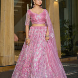 Pink Royal Bridal Net Lehenga