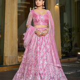 Pink Royal Bridal Net Lehenga