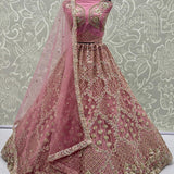 Rose Pink Embroidered Bridal Lehenga
