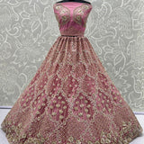 Rose Pink Embroidered Bridal Lehenga