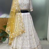White Occasionally Georgette Lehenga