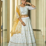 White Occasionally Georgette Lehenga