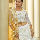 White Occasionally Georgette Lehenga