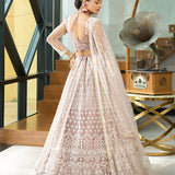 Beige Designer Net Lehenga