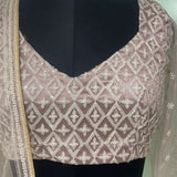 Beige Designer Net Lehenga