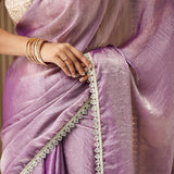 Purple Embellished Oraganza Saree