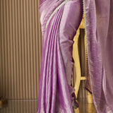 Purple Embellished Oraganza Saree