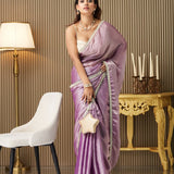 Purple Embellished Oraganza Saree