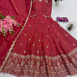 Tomato Pink Shimmer Silk Suit
