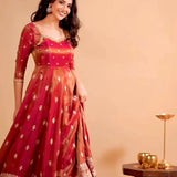 Tomato Pink Shimmer Silk Suit