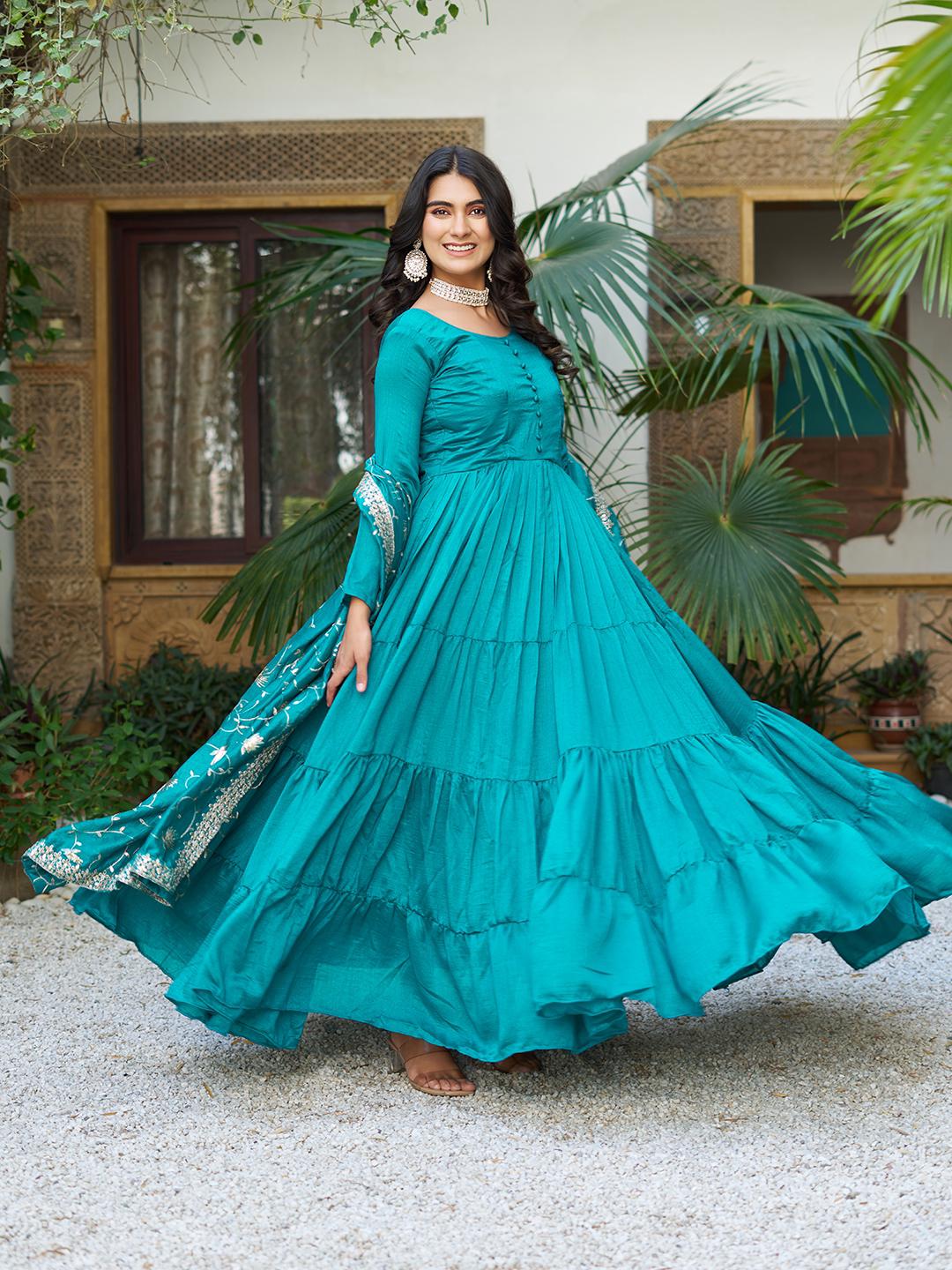 Festive Vichitra Silk Gown