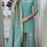 Designer Party Wear Look Top-Plazzo