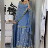 Designer Party Wear Look Top-Plazzo