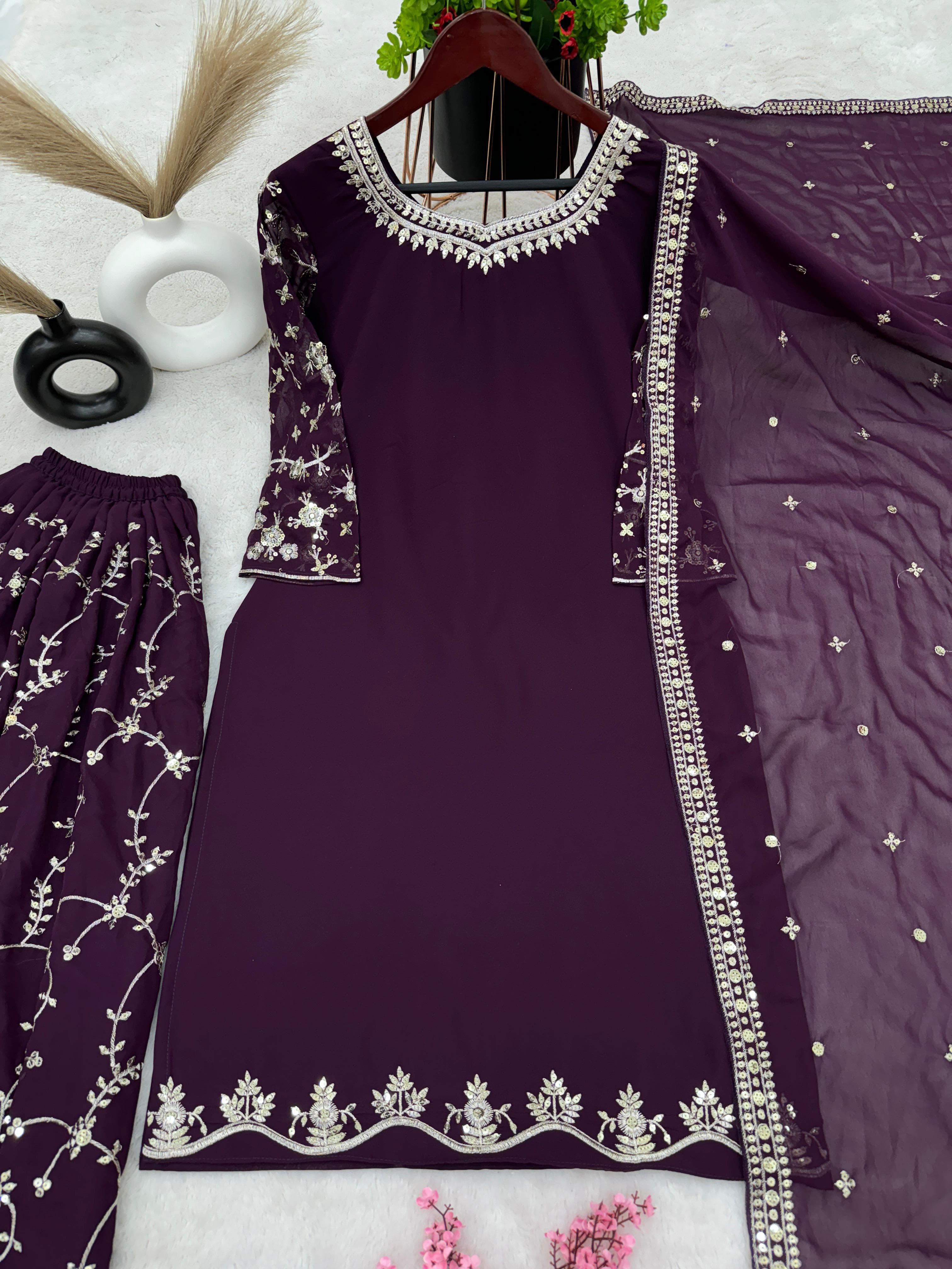 Designer Party Wear Look Top-Plazzo