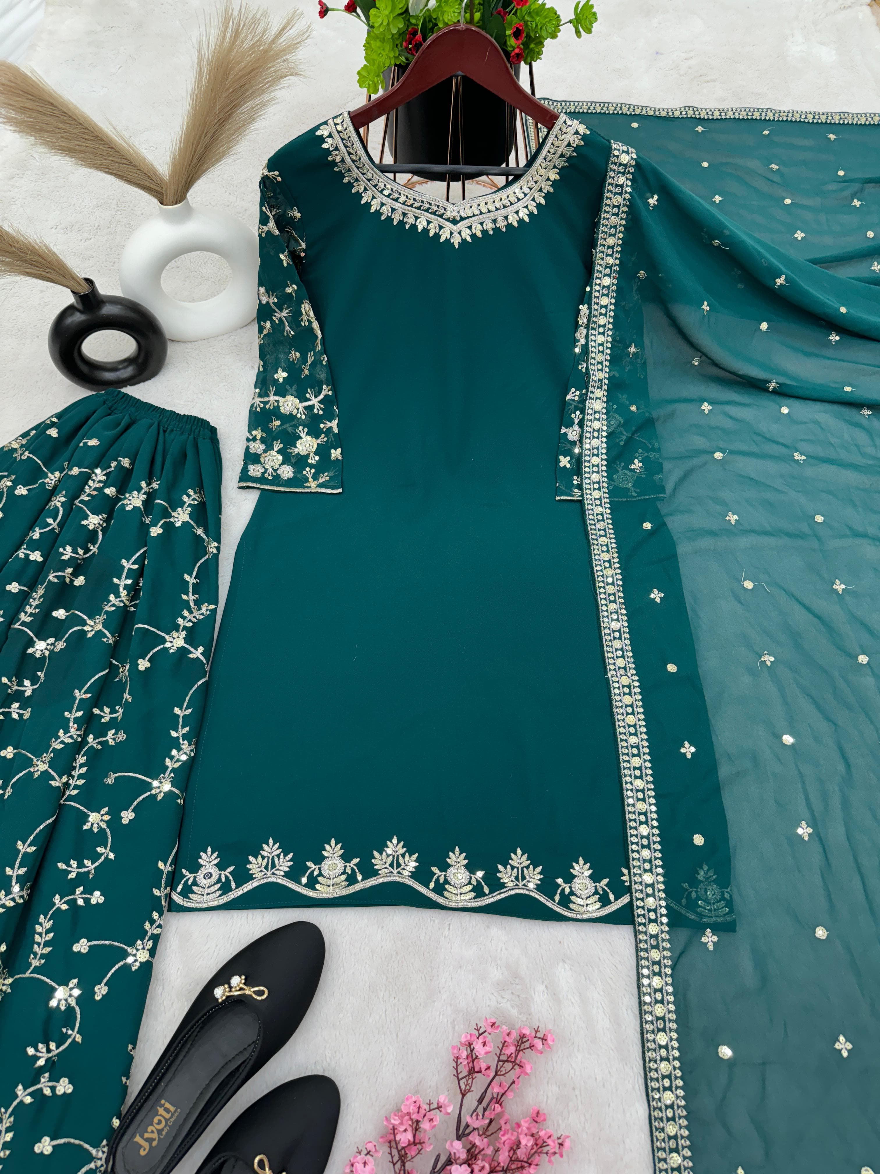 Designer Party Wear Look Top-Plazzo