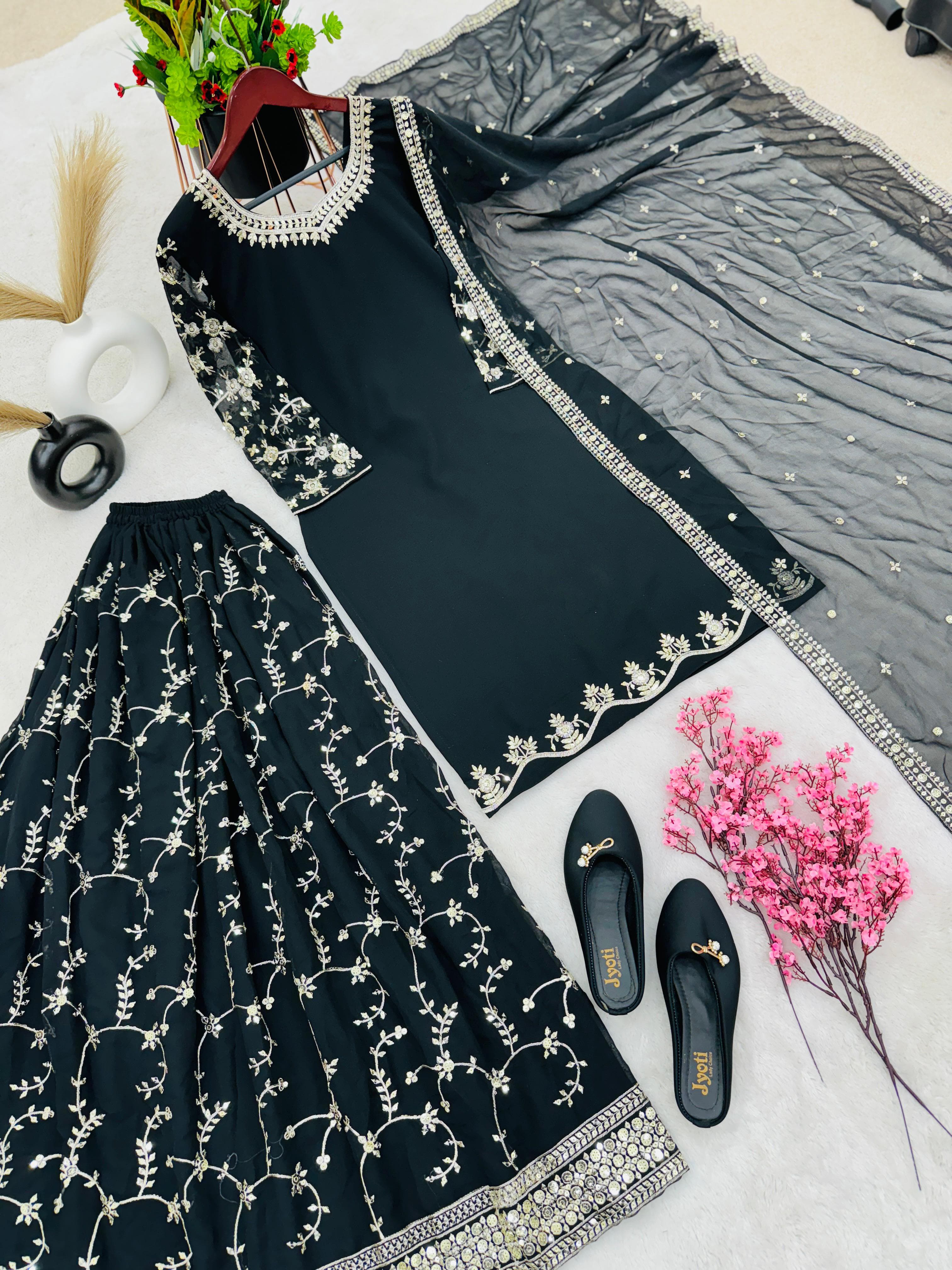 Designer Party Wear Look Top-Plazzo