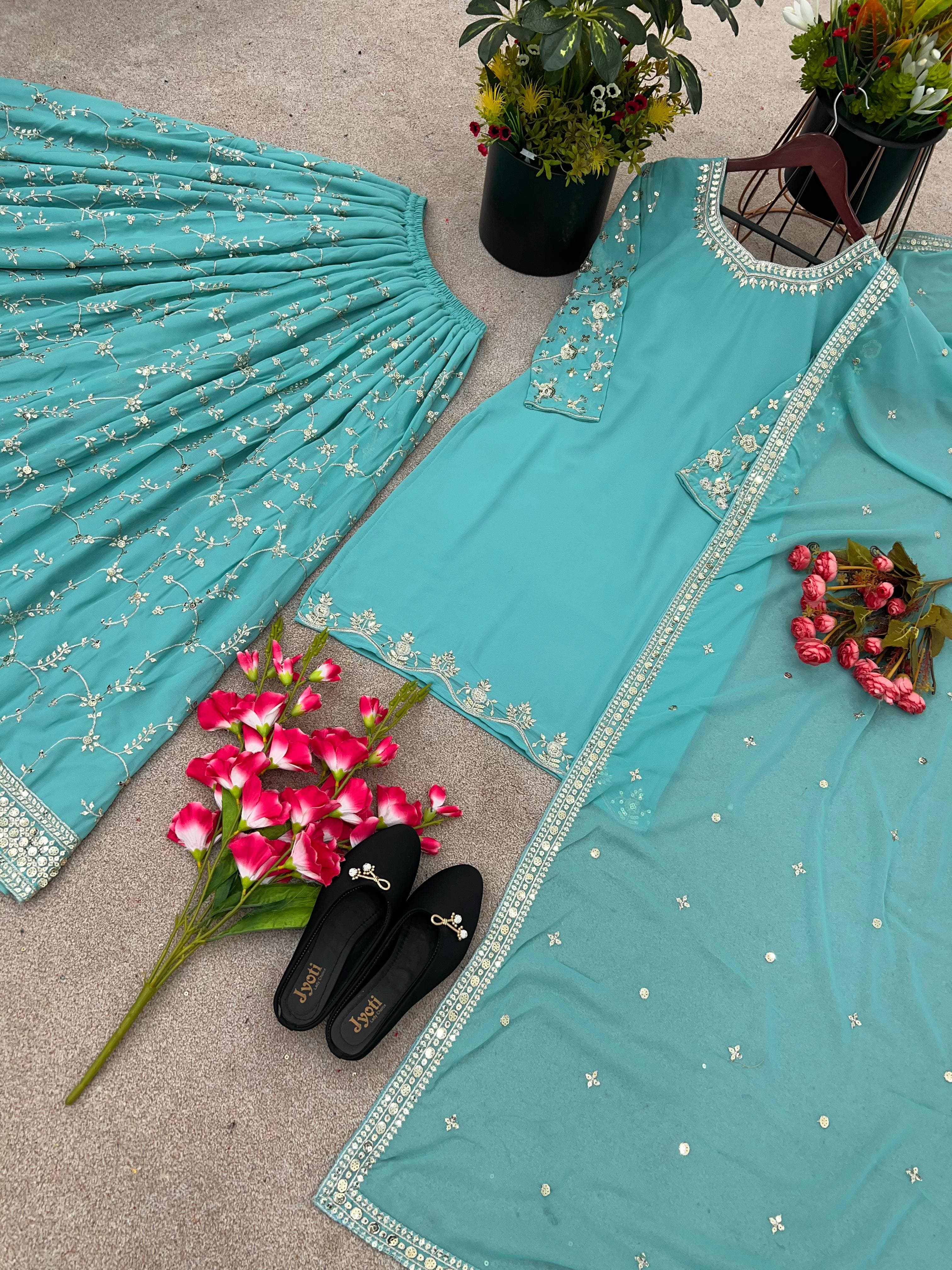 Designer Party Wear Look Top-Plazzo