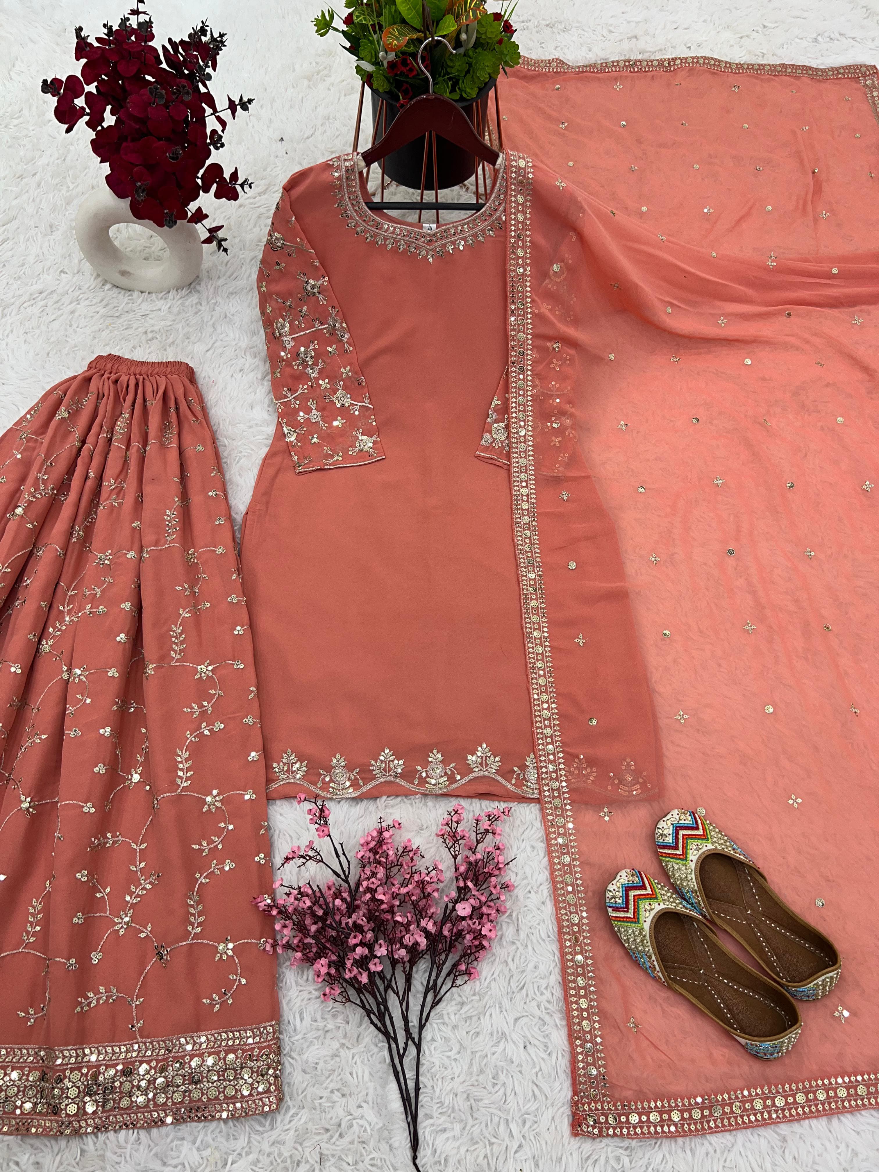 Designer Party Wear Look Top-Plazzo