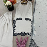 Creamy Star Georgette Embroidered Suit