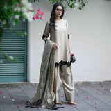 Creamy Star Georgette Embroidered Suit