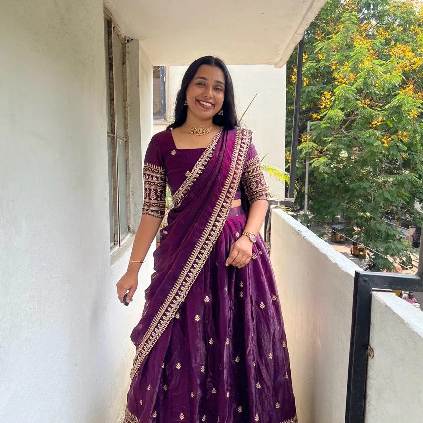 Glass Gold Zari Silk Lehenga