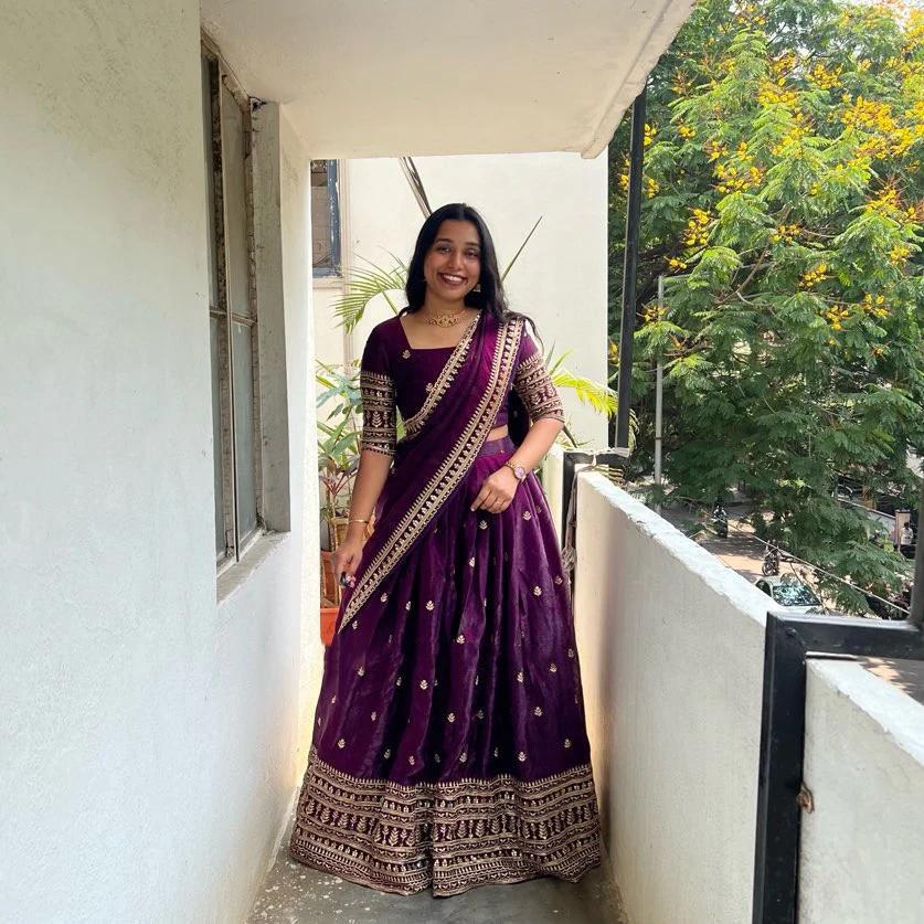 Glass Gold Zari Silk Lehenga