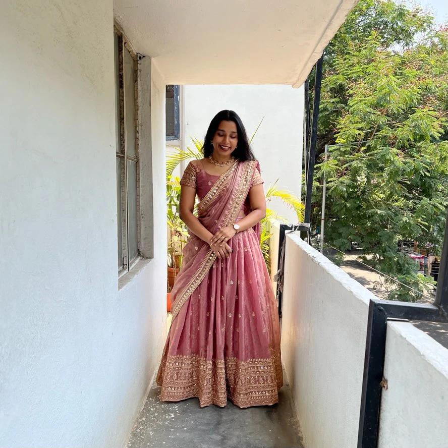 Glass Gold Zari Silk Lehenga