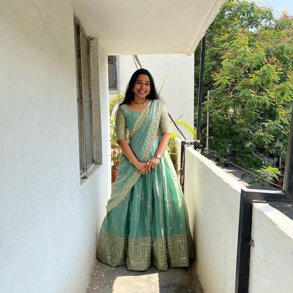 Glass Gold Zari Silk Lehenga