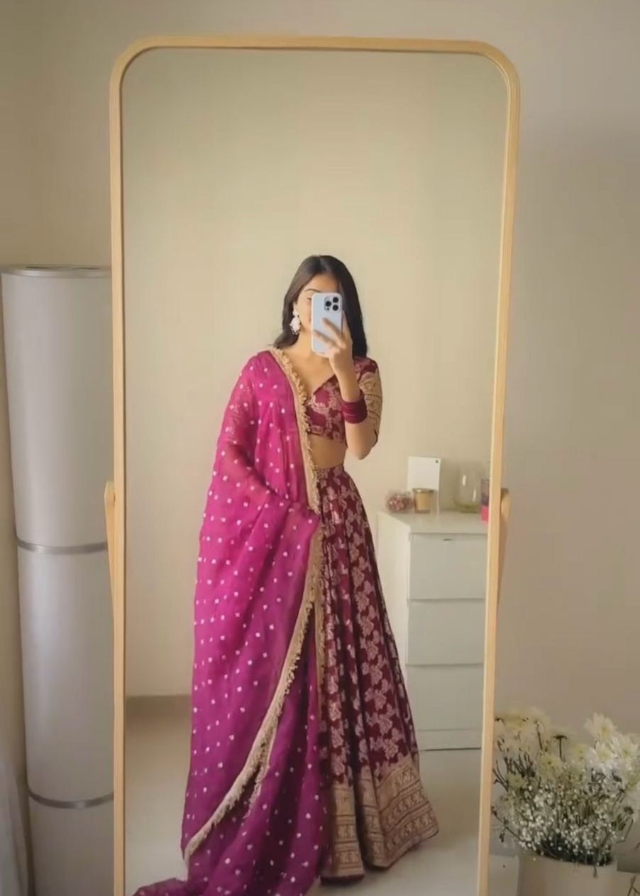 Occasionally Jacquard Silk Lehenga