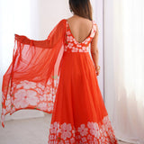 Orange Oraganza Printed Gown