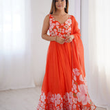 Orange Oraganza Printed Gown