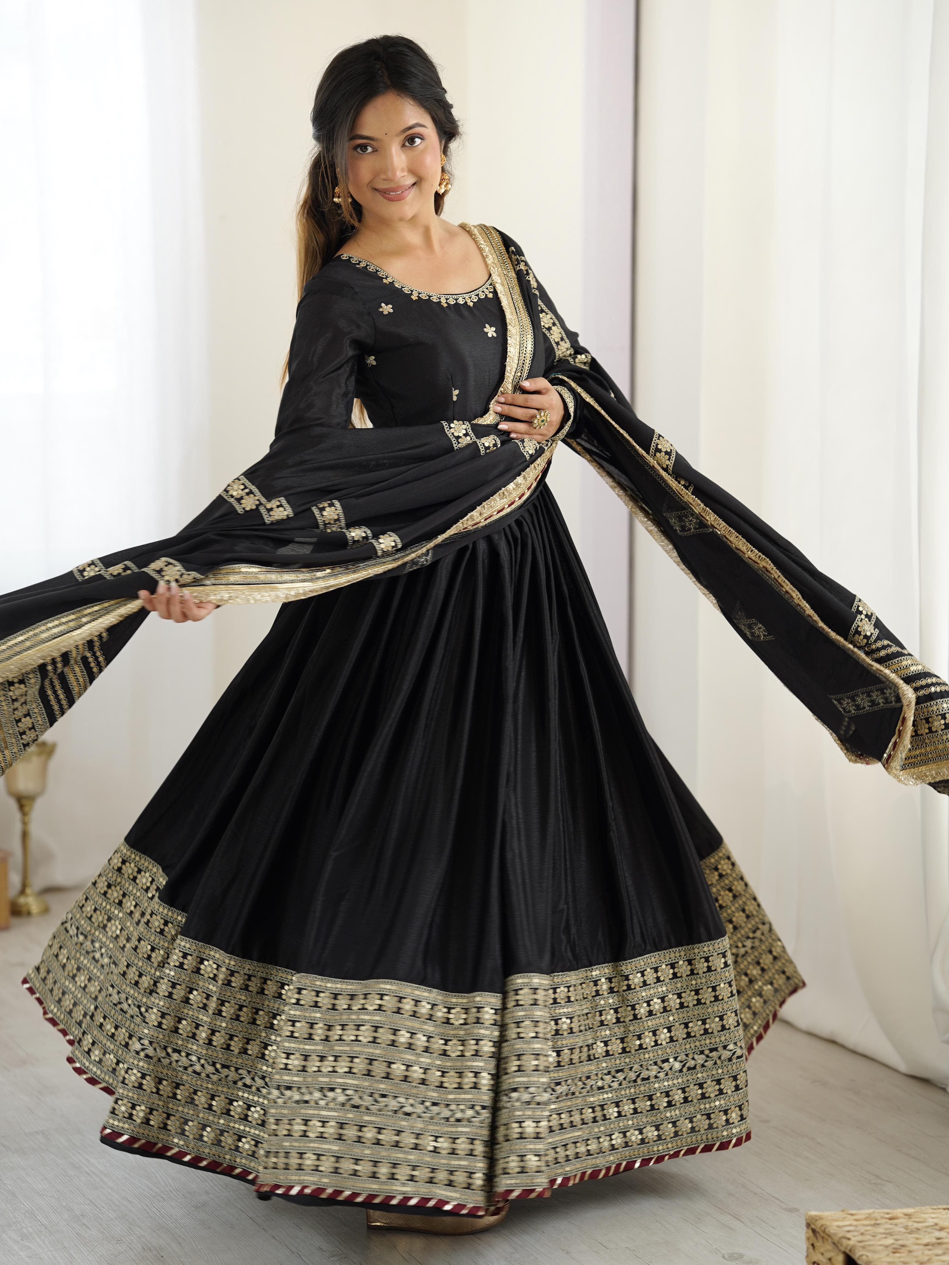 Festive Chinon Silk Anarkali Gown