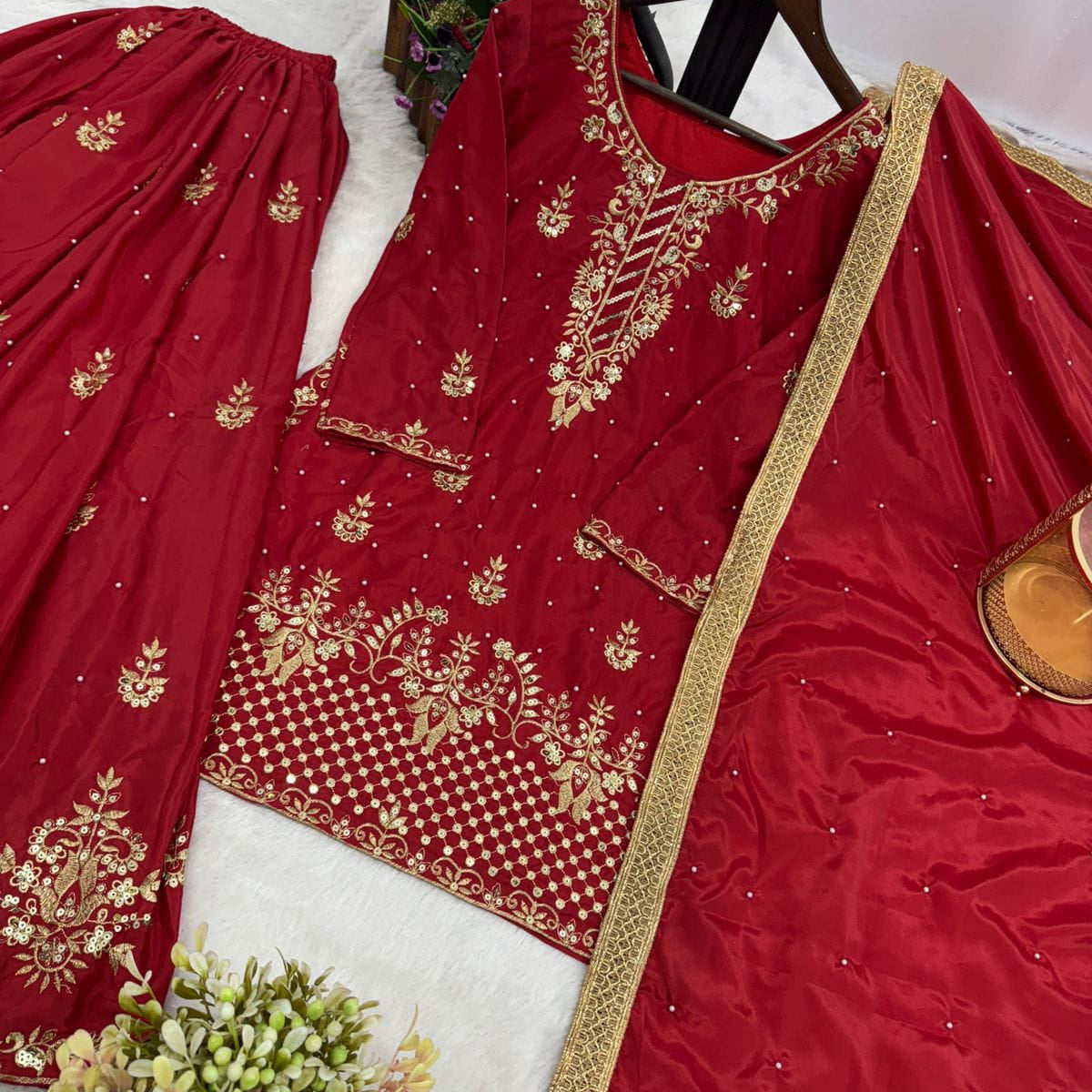 Designer Embroidered Top Plazzo