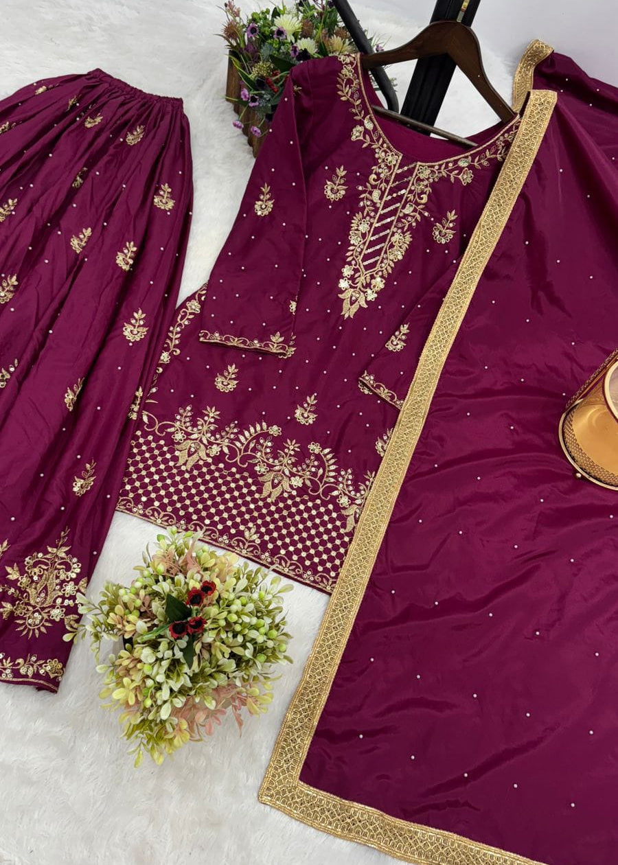 Designer Embroidered Top Plazzo