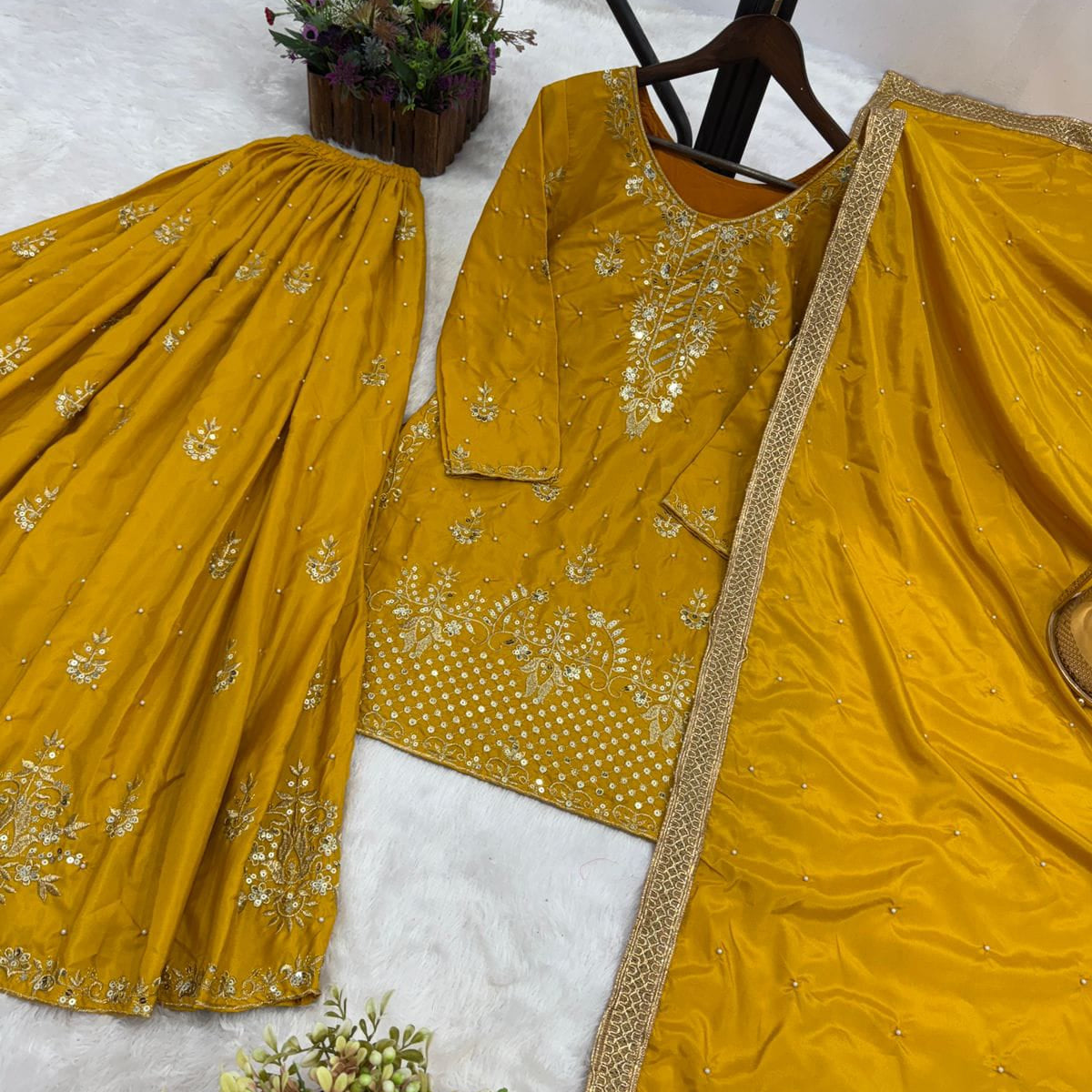 Designer Embroidered Top Plazzo