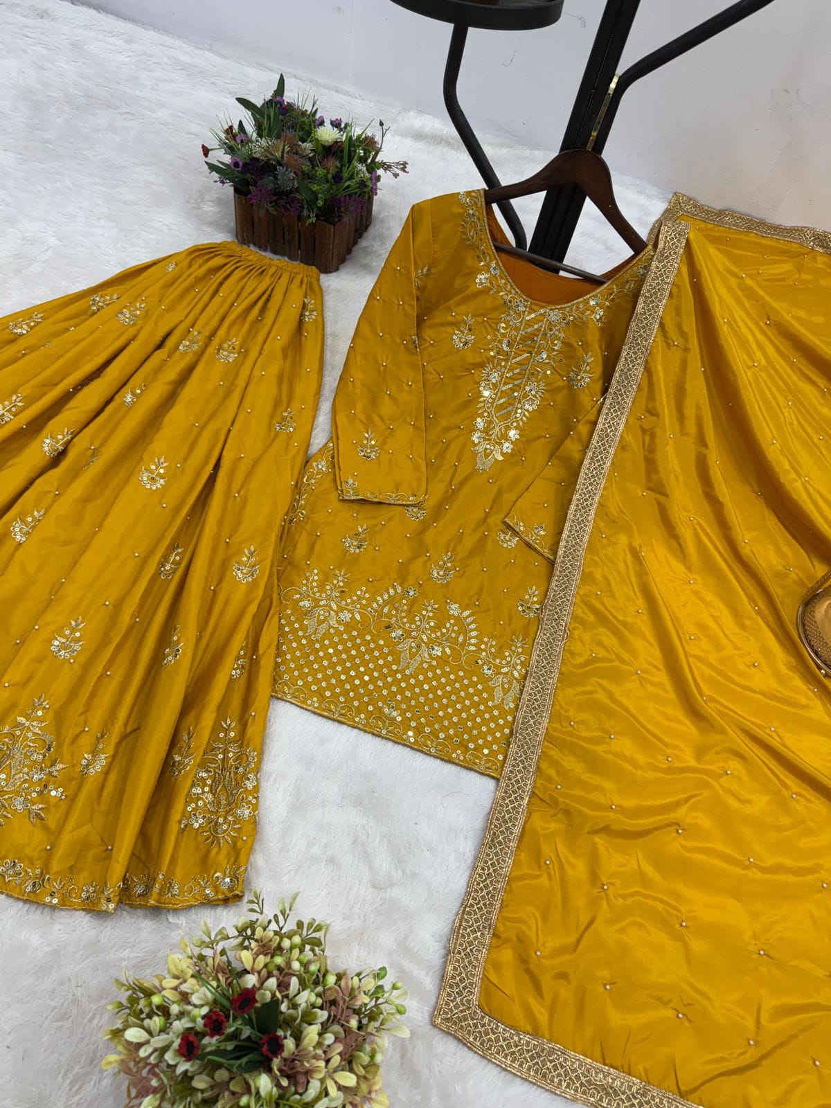Designer Embroidered Top Plazzo