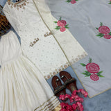 White Designer Tabby Silk Suit