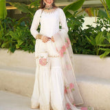 White Designer Tabby Silk Suit