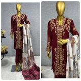 Glossy Maroon Straight Suit