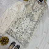 Fancy Silver Pakistani Embroidered Suit