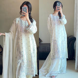 Fancy Silver Pakistani Embroidered Suit