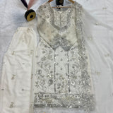 Fancy Silver Pakistani Embroidered Suit