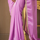 Purple Embellished Chiffon Saree