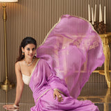Purple Embellished Chiffon Saree