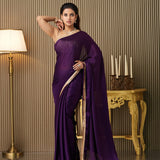 Wine Designer Solid Satin Saree