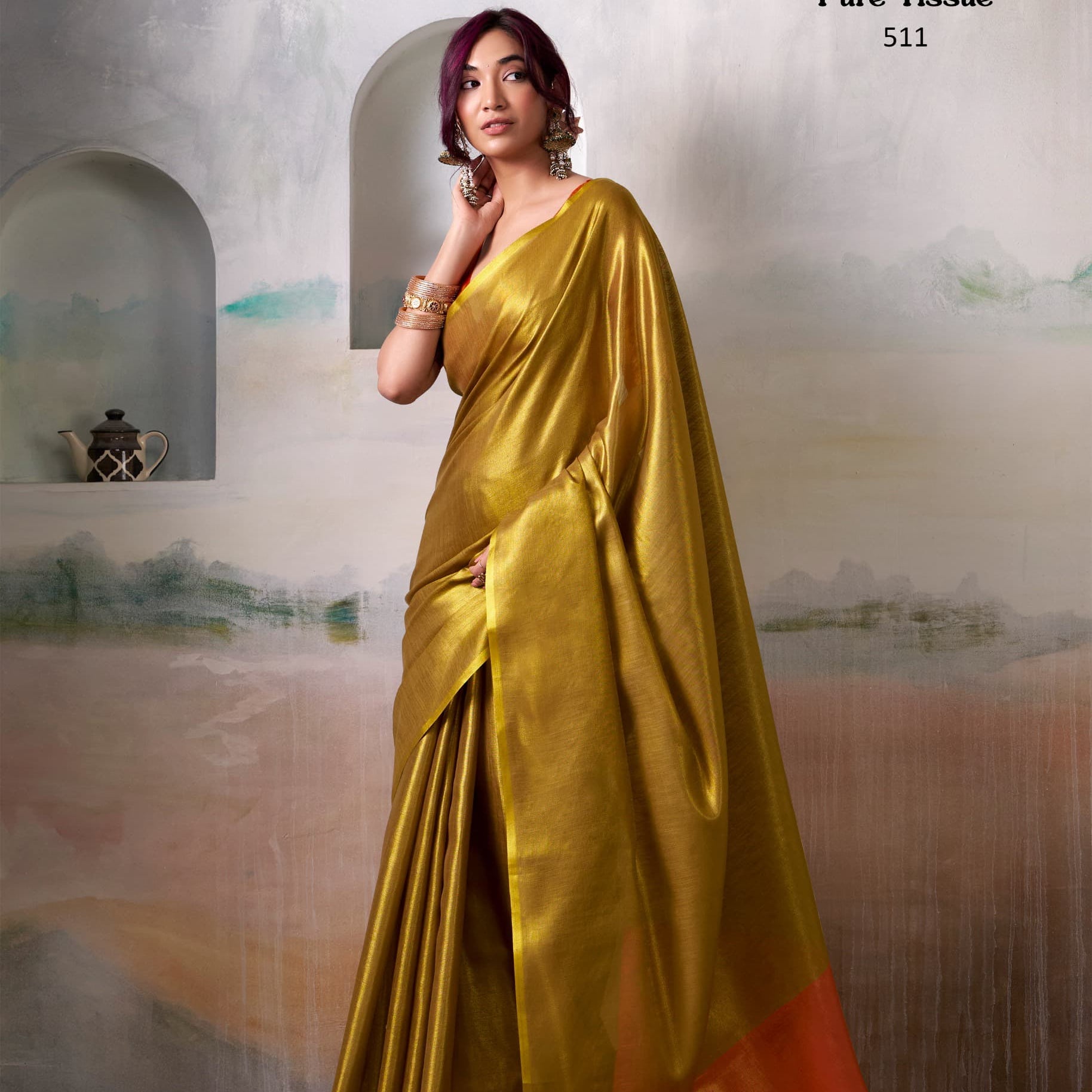 Anvika Pure Handloom Tissue Saree