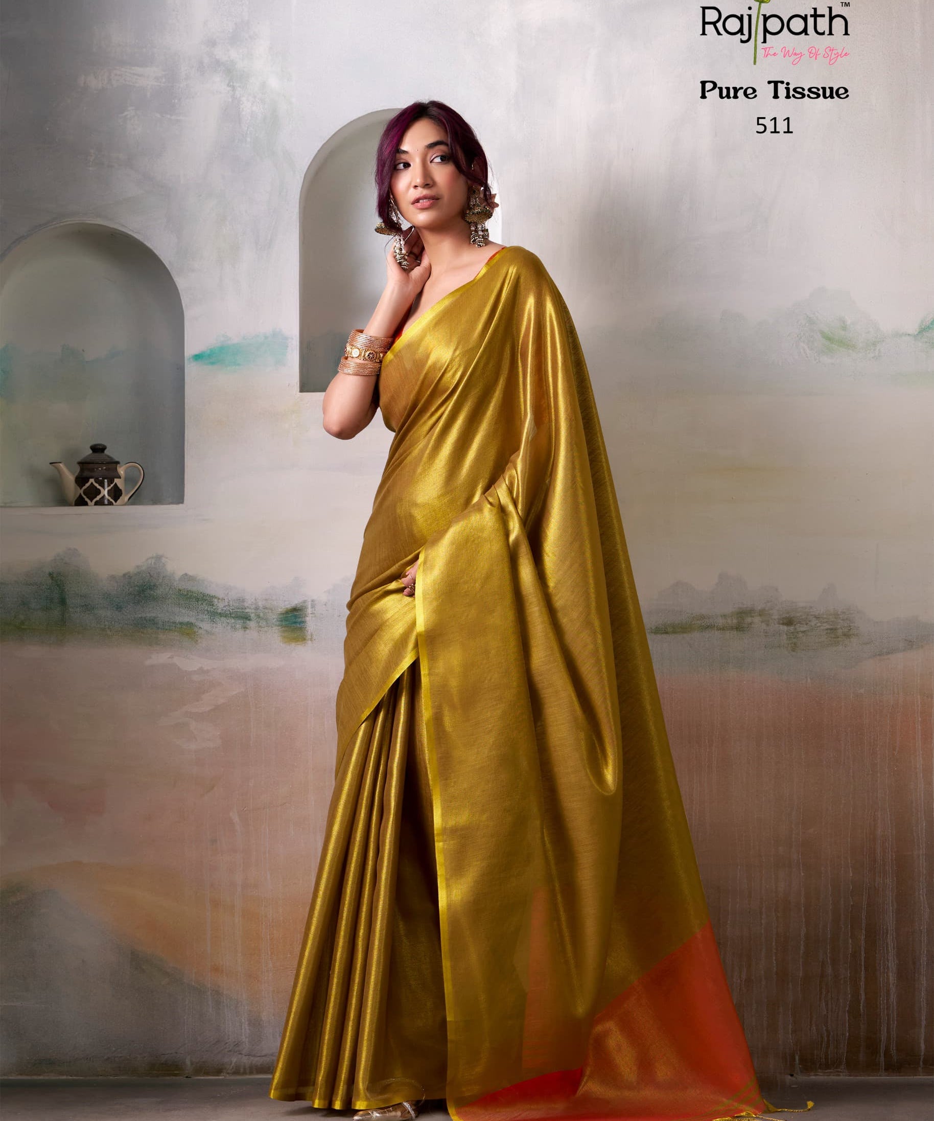 Anvika Pure Handloom Tissue Saree