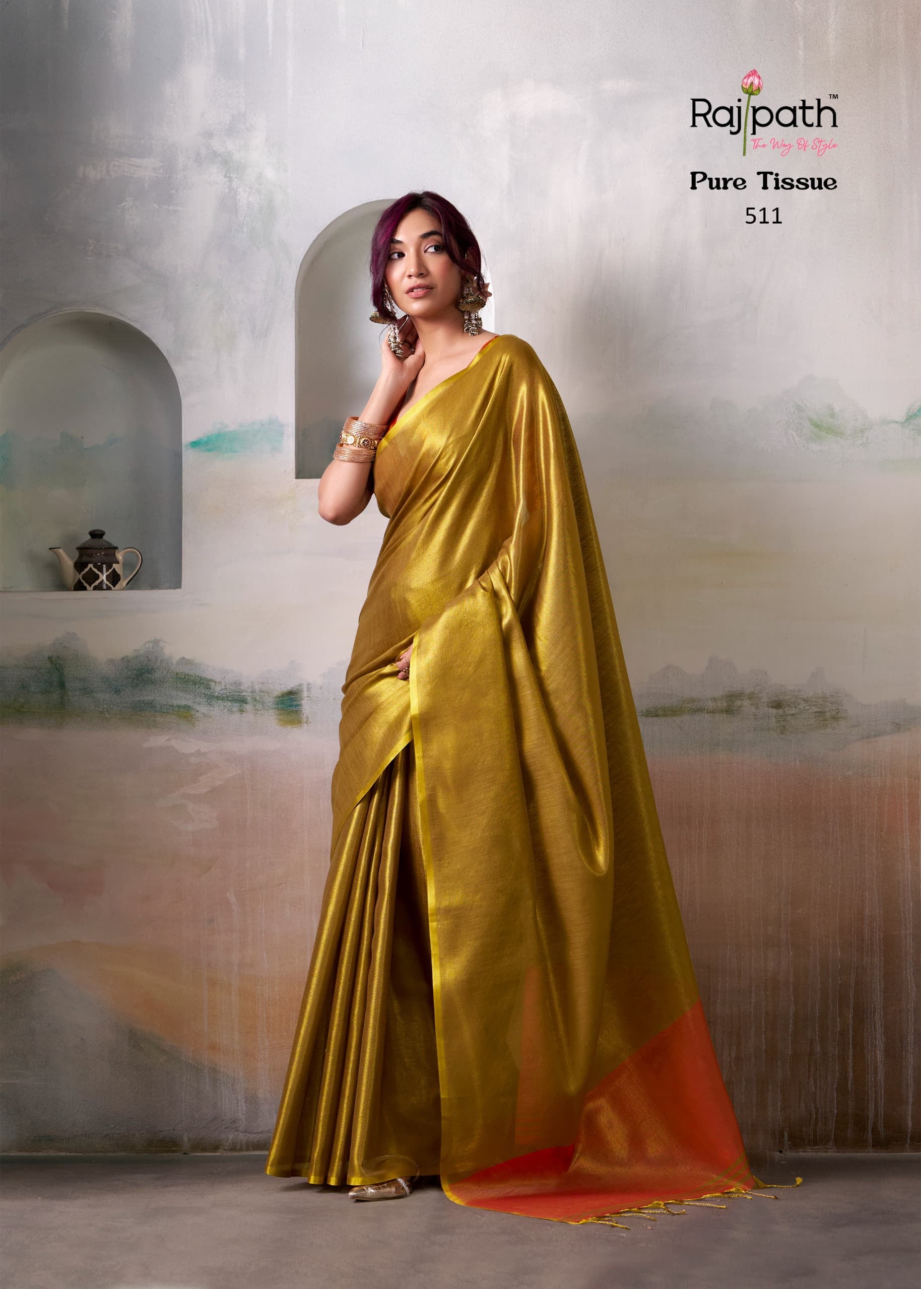 Anvika Pure Handloom Tissue Saree
